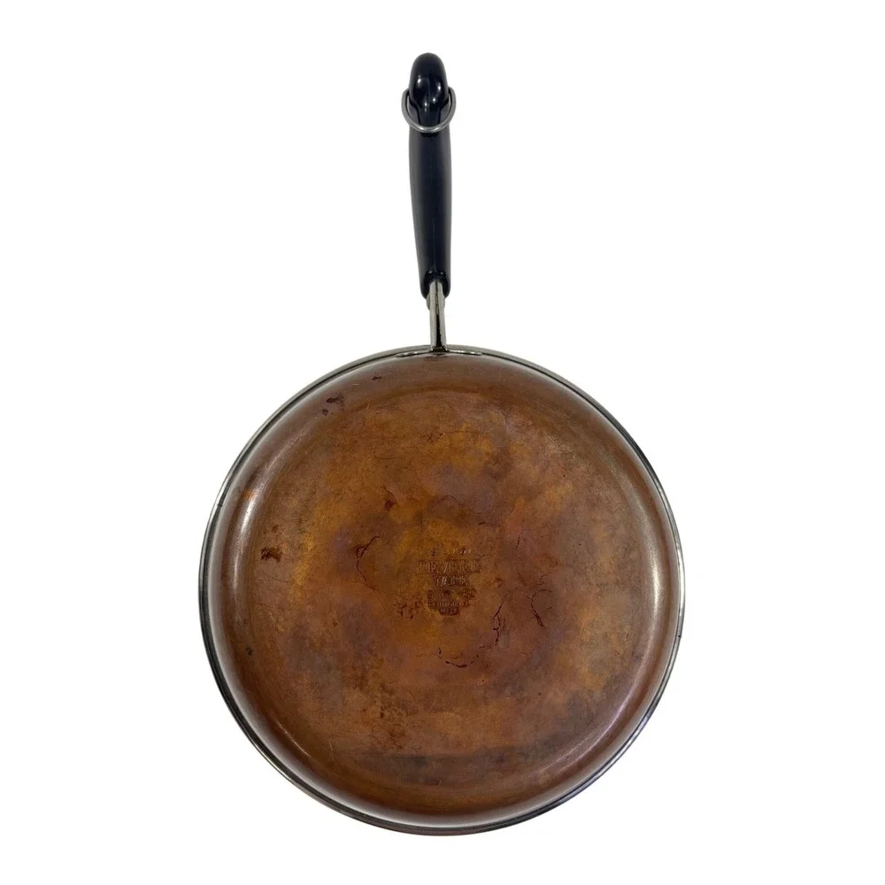 Revere Ware 9 Inch Skillet Copper Clad Bottom Stainless Steel Pan Vintage USA